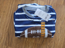 Toddler Boys Carters Long Fleece Pajama PJ Footie Sleeper Navy Football 4T 5T