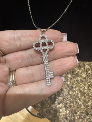 Touchstone Crystal Key To Happiness Pendant Necklace 22'' Adjustable NEW