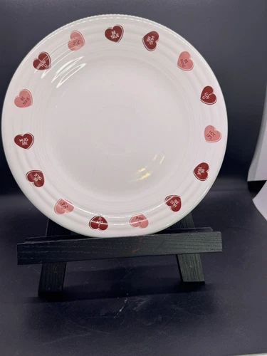 Fiesta Candy Hearts Luncheon Plate 9” in White Fiestaware Valentines