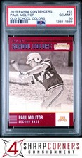 2015 PANINI CONTENDERS OLD SCHOOL COLORS #12 PAUL MOLITOR HOF POP 2 PSA 10