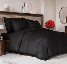 Duvet Cover Queen Size Set - Extra Soft Queen 90x90 17 - Black No Comforter
