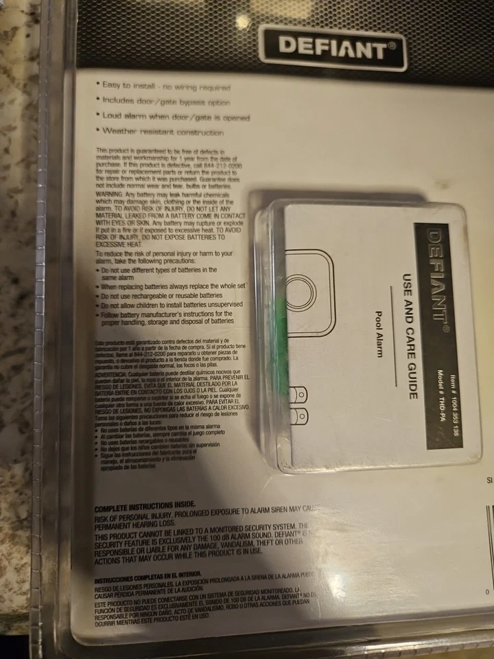 Defiant Wireless Pool Door Gate Alarm Loud with Bypass Battery, THD-PA - Image 3 of 4