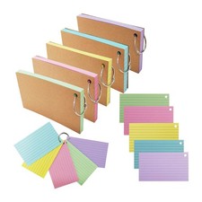 250 PCS Lined Colored Index Flashcards, 3x5 Inches Flash Cards with Ring, wit...