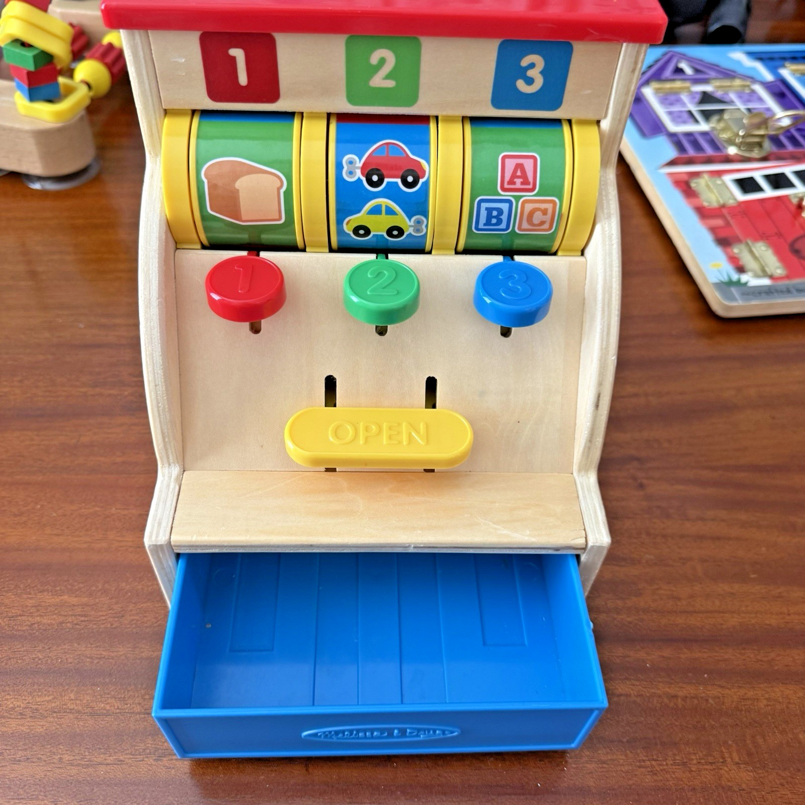 как выглядит Melissa Doug Bead Maze Cash Register Latches Board Lot of 3 Pretend Play Toys фото