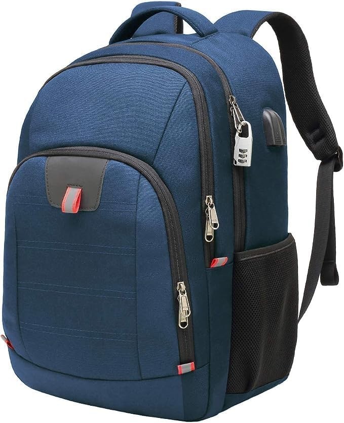 Mochila grande de viaje para computadora portátil moda antirrobo resistente al agua con puertos USB
