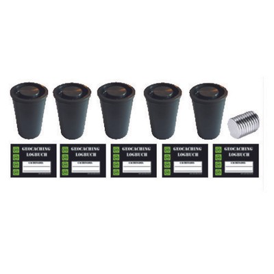 5 x Filmdosen +Magneten + Logstreifen +Aufkleber Geocache Versteck Mico Geocache