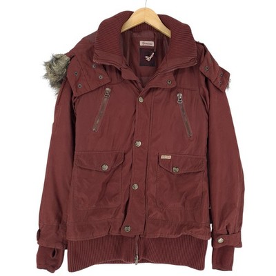 Khujo Casual Jacket Women Burgundy Red Hooded Fa6 Size L