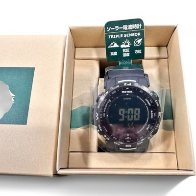 Used Casio Protrek PRG-3490JA Solar Triple Sensor Outdoor Watch Black