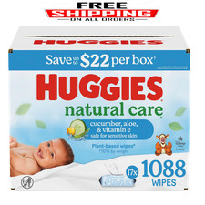 Huggies Natural Care Baby Wipes, Cucumber and Green Tea, 17 pk., 1088 Wipes