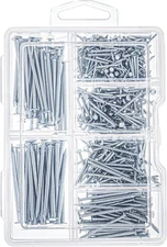 600PC Galvanized Hardware Nail Assortment Kit Finish Wire Common Brad Nails
