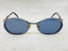 Jean Paul Gaultier 56-6102 Vintage Oval Metal Sunglasses Gunmetal Smoke Blue