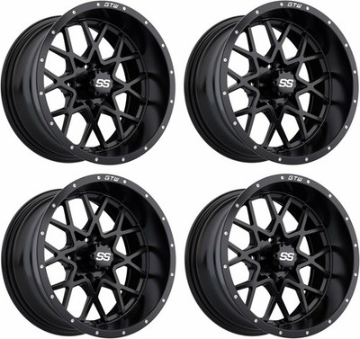 GTW Vortex 14 inch Matte Black Aluminum Golf Cart Wheel | 3:4 Offset | Set of 4