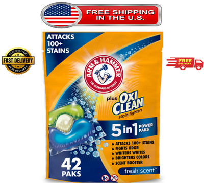 ARM & HAMMER Plus OxiClean 5-in-1 Laundry Detergent Paks, Fresh Scent, 42 Count