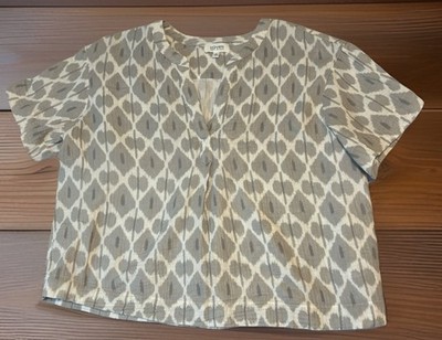Talbots Haven Well Within 100% Organic Cotton Gauze Short Slv Lightwght Top Sz