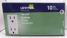 LEVITON M24-05325-WMP DECORA 15A 125V DUPLEX OUTLET/RECEPTACLE, WHITE 10-PACK