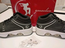 2-In-1 Roller Skates Shoes with Retractable 4 Wheels Women  s Size 10/ Men  s 8.5