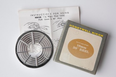 Nikor Stainless Steel Darkroom Developing Reel for 110/16mm Film w/ Instructions