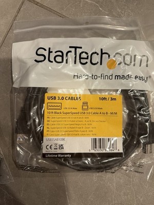 StarTech.com SuperSpeed USB 3.0 A Male to B Male Cable 10ft Black USB3SAB10BK