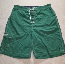 VINTAGE Polo Ralph Lauren Swim Trunks Mens XL Green Blue Pony Board Shorts