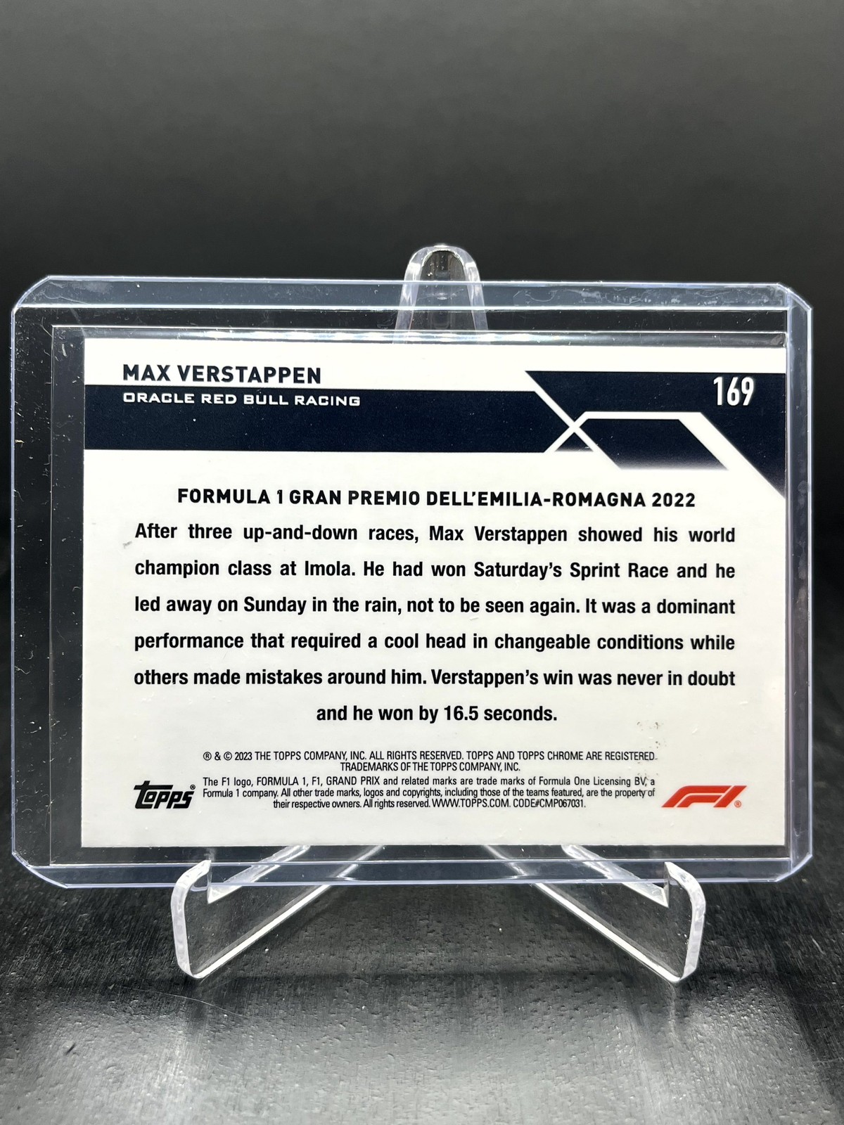 2023 Topps Chrome Sapphire Formula 1 F1 Max Verstappen Gold 07/50 #169 view 2