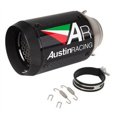 2 Universal Motorcycle Exhaust Muffler Pipe Tail Tips Carbon Fibre Slip-on 51mm