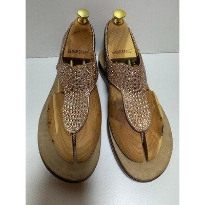 Annie Comfort Women s Rhinestone Thong Toe Sandals Sz 9.5 Glam Peach Color 