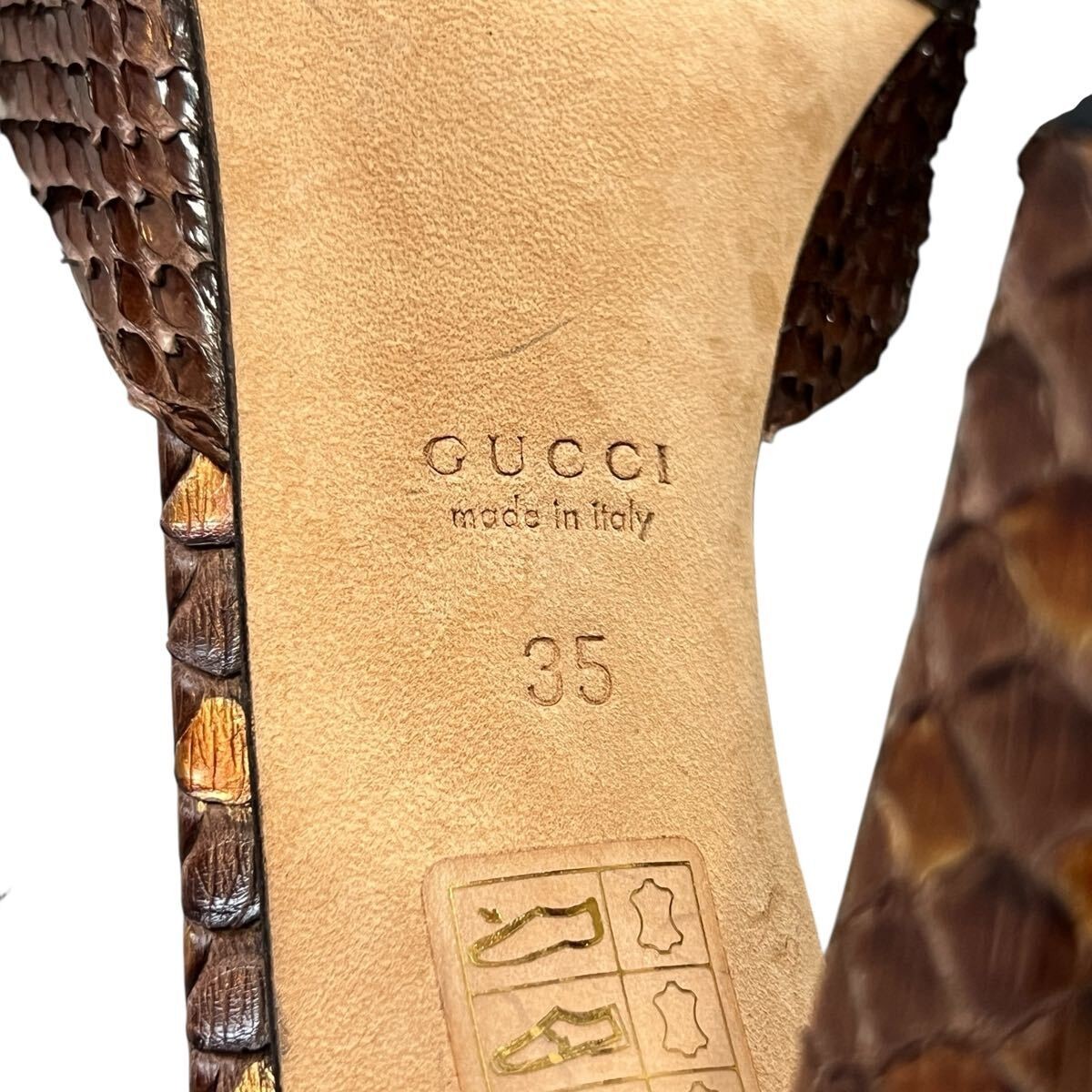 Womens GUCCI GUCCI Python Leather Flower Motif Op… - image 7