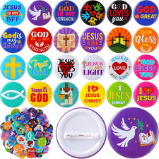 120 Pcs Jesus Pins Christian Button Badges, 24 Styles Bible Verse
