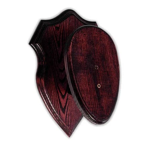 Trophäenschild für mufflon aus eschenholz. Brett. Geweih. Stangen. 32x20cm 03070