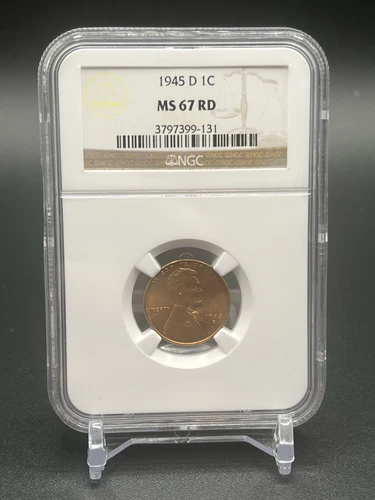 1945-D RD 1C Lincoln Wheat One Cent NGC MS67RD  Price On NGC $175
