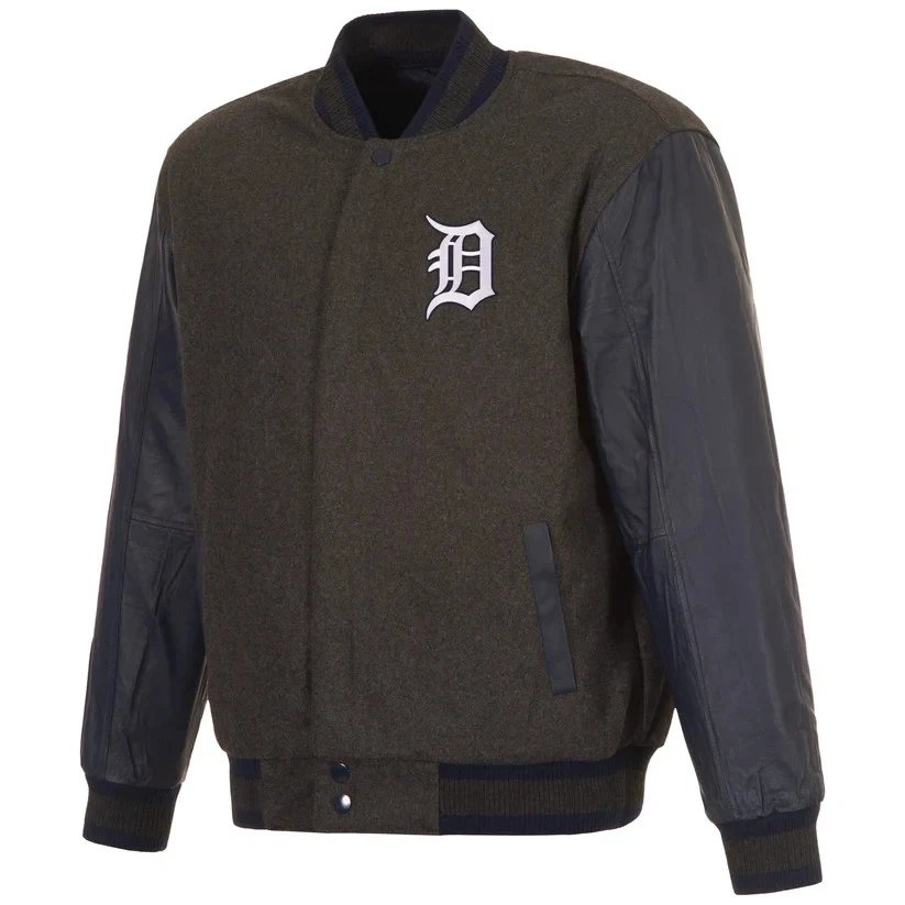 Detroit Tigers Reversible Wool and Leather Jacket - Image 2 of 4
