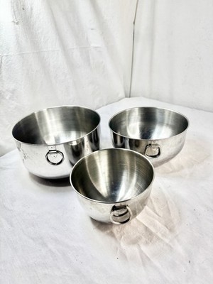 3 Farberware Mixing Batter Bowls Thumb Ring Handles Nesting Stainless Steel Read