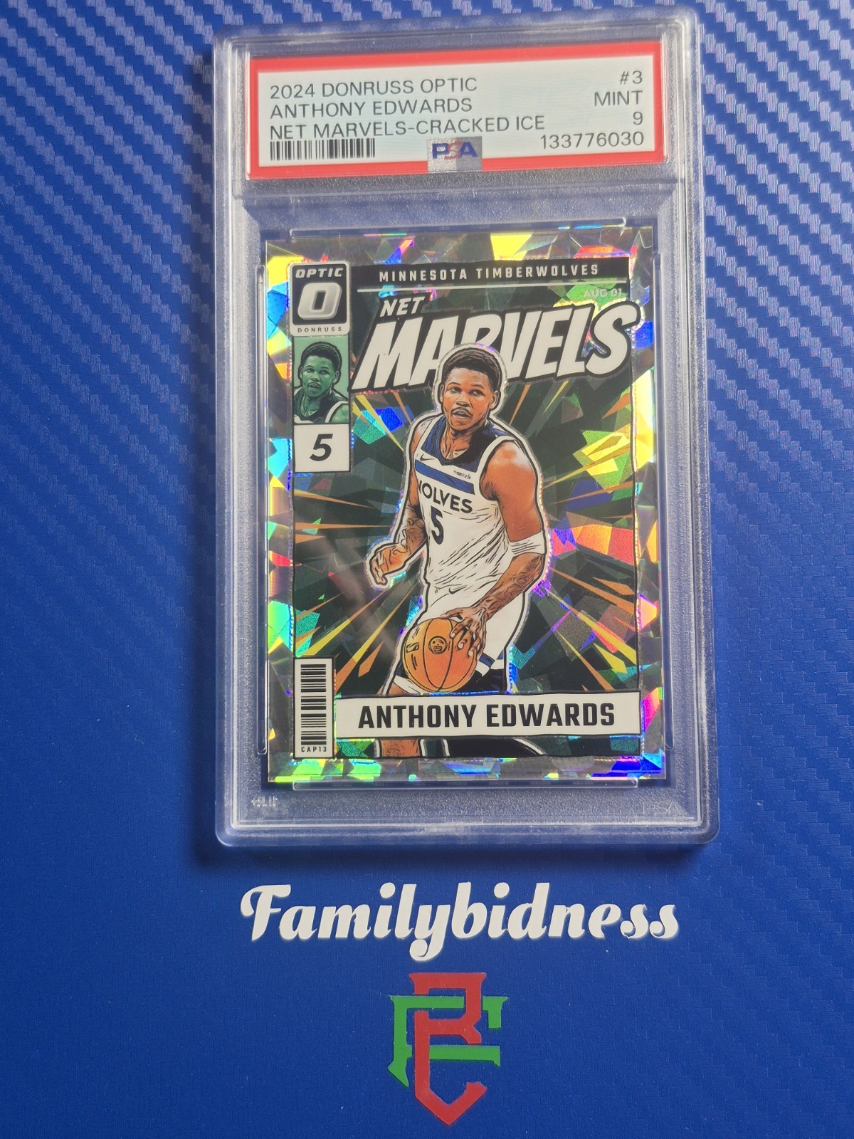 Anthony Edwards 2024 Panini Donruss Optic Net Marvels Cracked Ice #20/25 PSA 9