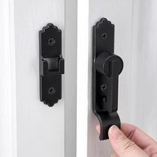 2 Packs 180 Degree Black Barn Door Lock Flip Gate Latch with Handle Heavy Sli...