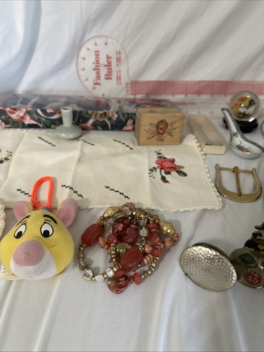 Cassetto spazzatura nonna lotto di 22 mosaico intarsiato cuscino timbro piatto bigiotteria coniglio - Foto 10 di 24