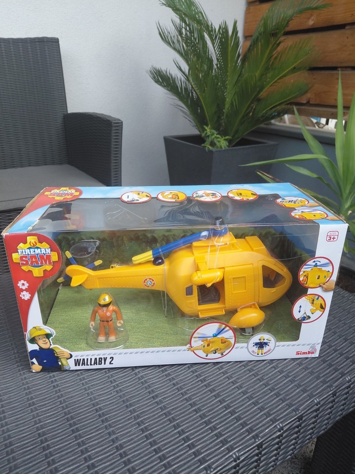Simba Fireman Sam Wallaby 2 hélicoptère avec figurine + boîte