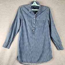 Gap Shirt Dress Womens Small Blue Denim Chambray Long Sleeve Casual Short Tunic