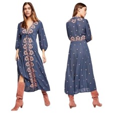 Free People Fable Midi Dress | Floral Embroidered Maxi | Size S