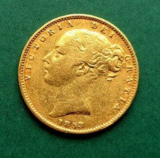 1853 Queen Victoria Reverse Gold Full Sovereign Shield
