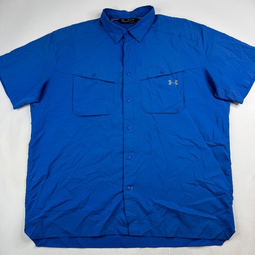 Under Armour Heatgear Tide Chaser Mens XXL Blue Vented Fishing Shirt - Picture 1 of 9