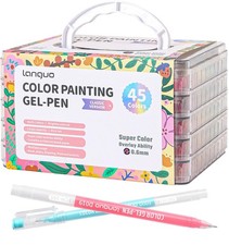 Gel Pens For Coloring, 45 Pack Colored Pens for Black Paper  White Paper, 0....
