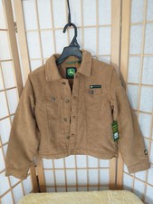 Boys John Deere Corduroy Jacket Fleec Lined Size S 6-7 Brown Metal Button Up