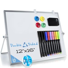Dry Erase White Board for , 16inX12in Large Magnetic Desktop Whiteboard with ...