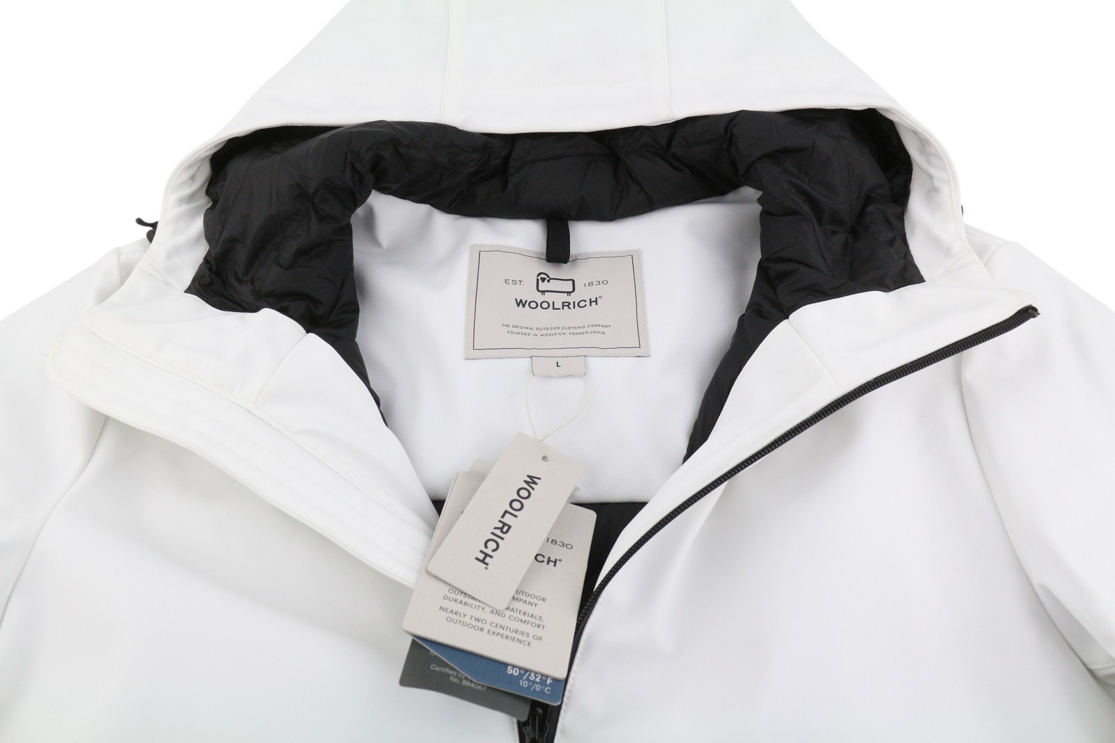 WOOLRICH Pacific Soft Shell Men Jacket L White Down Waterproof RRP550 * image 8