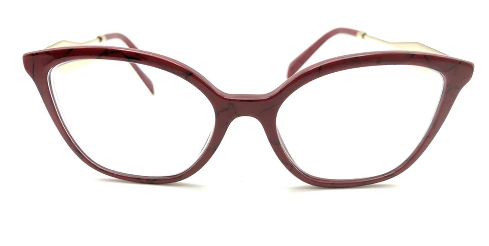 Monturas de gafas de gato Prada VPR 03Z 15D-101 rojo dorado 52-17 140 Italia para mujer Foto 2 de 4