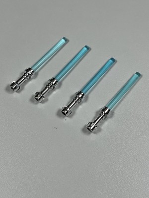 Lego Star Wars Custom Chrom Silber Griff ~ Trans hellblau Lichtschwert X4 ~ B1549