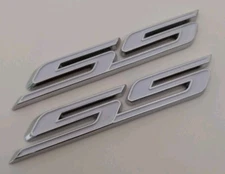 2 LARGE WHITE SS EMBLEM BADGE **QUANTITY 2**