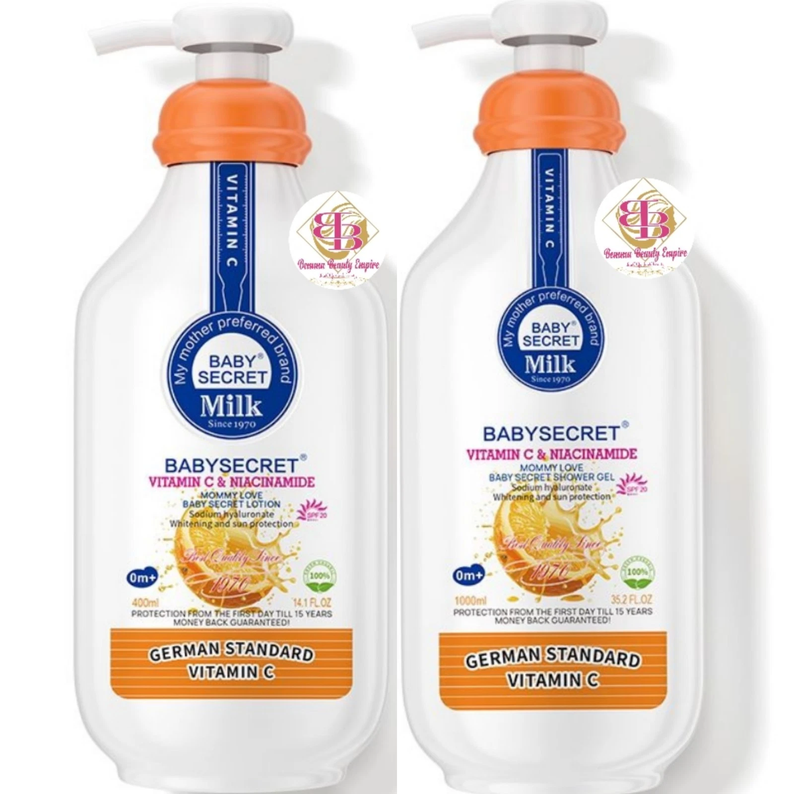 Baby Secret Vitamin C & Niacinamide Body Lotion + Shower Gel 1000ml - 2Pcs Set
Opens in a new window