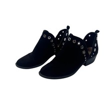 VTG Sears Roebuck Co. Black Suede Boots Grommet Rivets Womens Sz 8 Boho Western