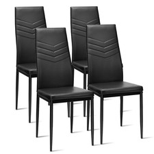 High Back PU Leather Upholstered Dining Chairs Set of 4 with Metal Frame
